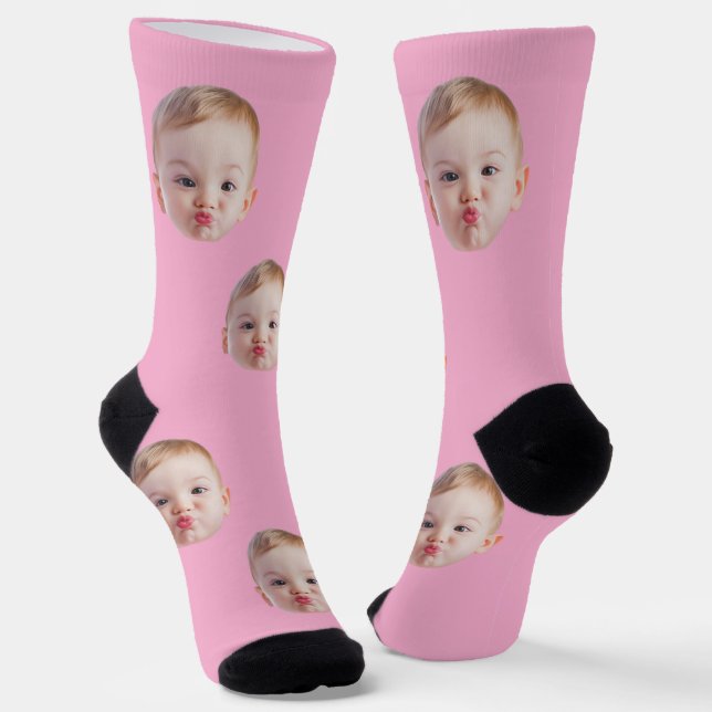 Chaussette Custom Face Socks Gift Personalized Kids Mens Dad (Angulaire)