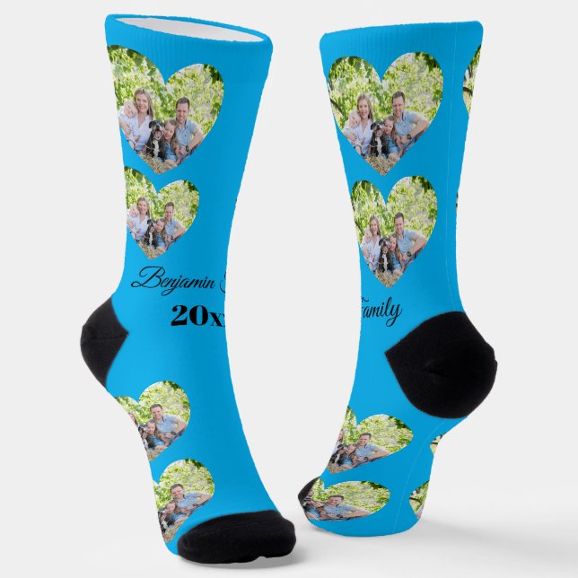 Chaussette Custom Heart-Photo Family Socks | Personalized Gif (Angulaire)