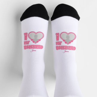 Chaussette Custom I Love My Boyfriend - Ajouter photo et nom