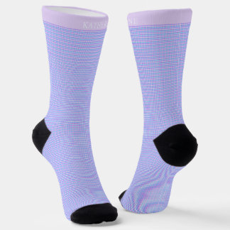 Chaussette Custom Light Blue Pink Purple Checkered Pattern