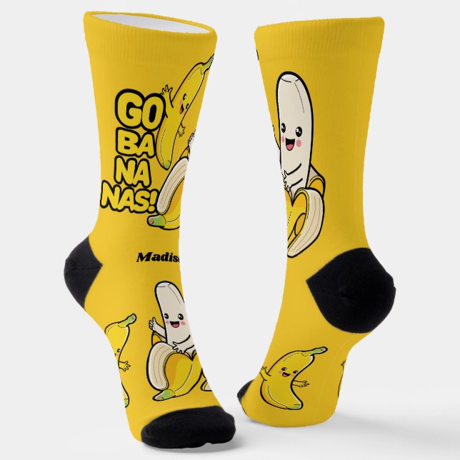 Chaussette Cute bananes nom personnalisé (Angulaire)