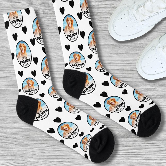Chaussette Cute chien animal de compagnie Maman Photo personn (Cute Pet Dog Mom Custom Photo Socks)