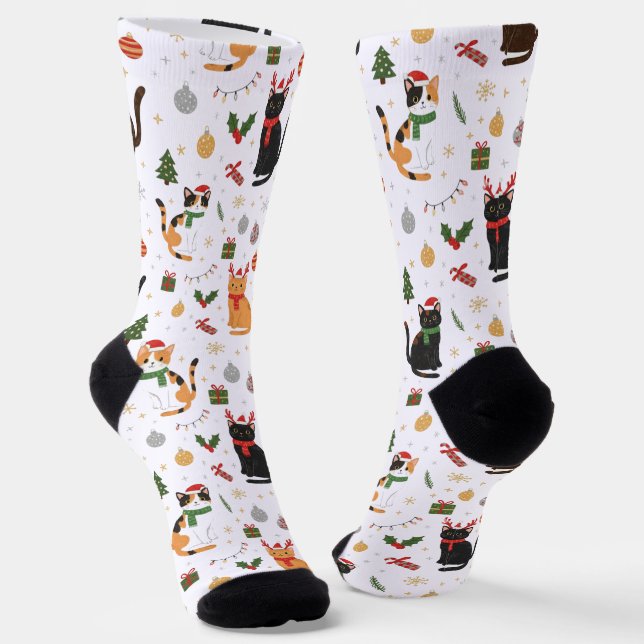 Chaussette Cute Christmas Cats and Holiday Decorations  (Angulaire)