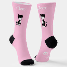 Cute Funny Tuxedo Chat et pattes sur rose clair