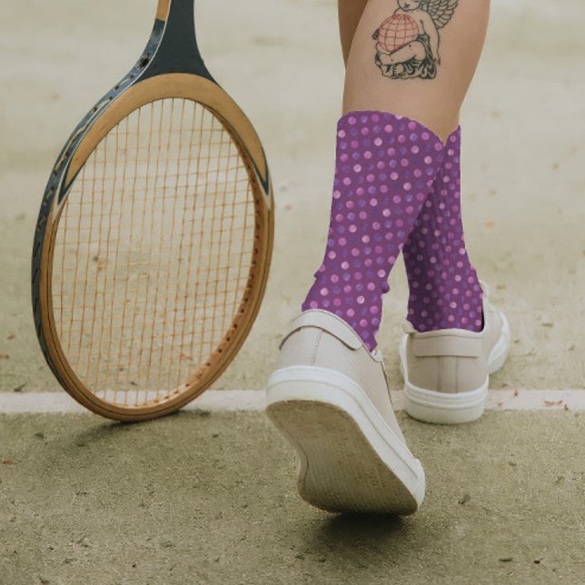 Chaussette Cute Girl Pois Moderne Chic & Élégant Violet (Créateur téléchargé)