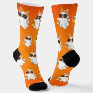 Chaussette Cute Halloween Ghost Citrouille épice personnalisé
