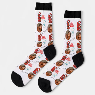 Chaussette Cute Ho Ho Ho Une photo Nom Joyeux Noël