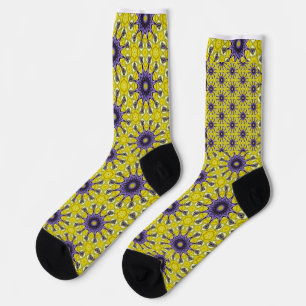Chaussette Cute jaune violet kaléidoscope Motif géométrique