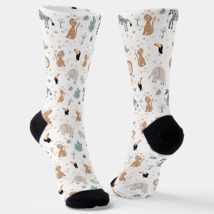 Chaussette Cute Jungle Rainforest Animaux Motif