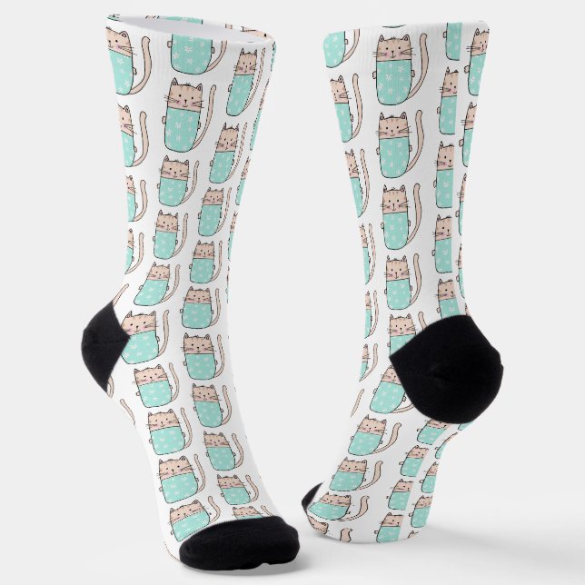 Chaussette Cute Motif de chats Floral (Angulaire)