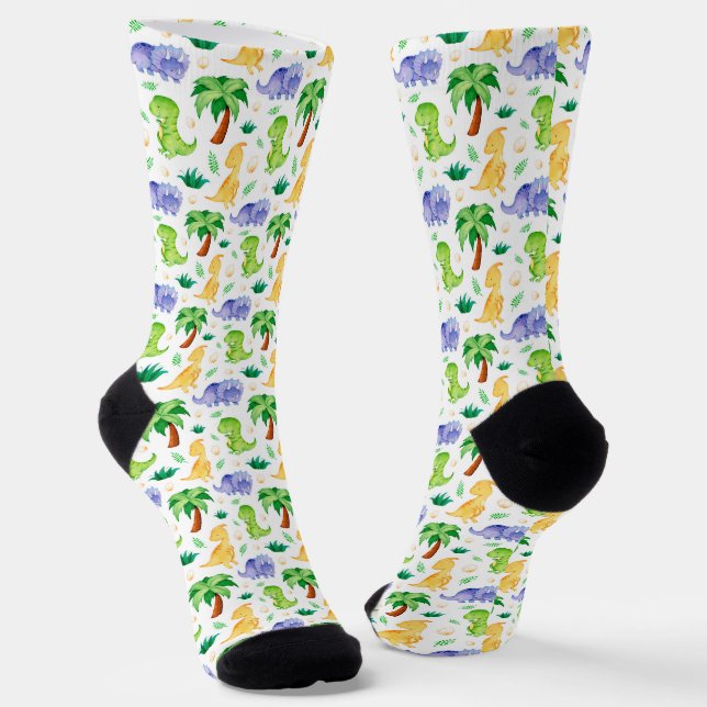 Chaussette Cute Neon Aquarelle Dinosaur Motif (Angulaire)