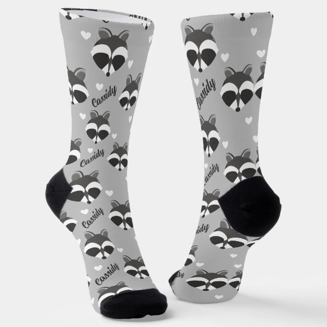 Chaussette Cute Raccoon Nom du visage Animal (Angulaire)