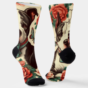 Chaussette Cute Vintage American Pit Bull Terrier