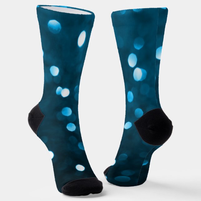 Chaussette Cyan Blue Sparkly Bokeh Abstrait (Angulaire)