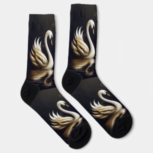 Chaussette cygnes à cœur d'or