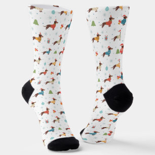 Chaussette Dachshunds dans le Motif des pulls de Noël
