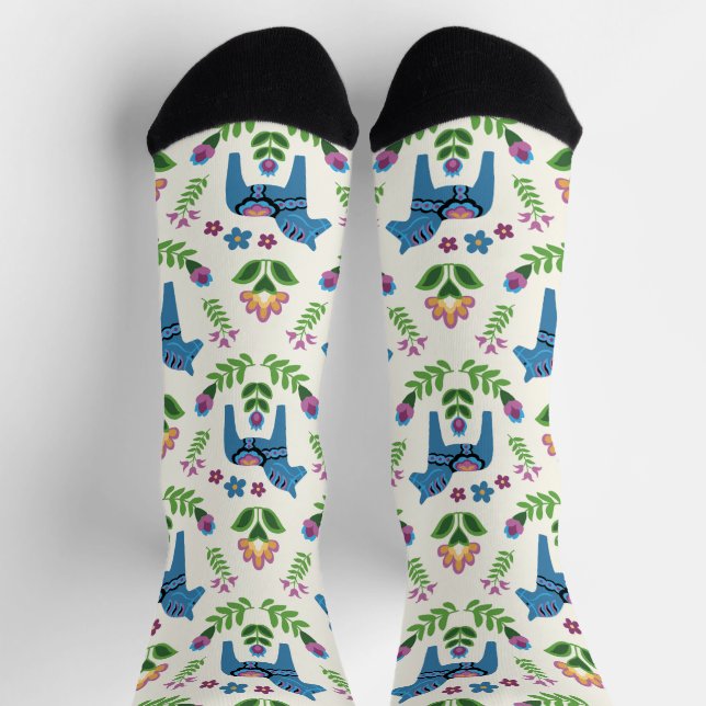 Chaussette Dala suédois Chevaux bleu (Haut)