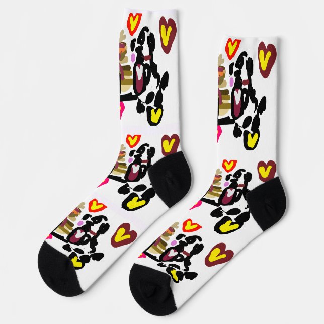 Chaussette Dalmatians eating pancakes valentine's day (Gauche)
