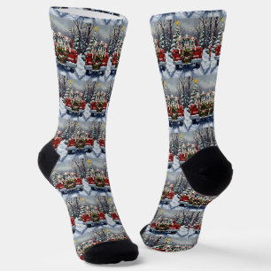 Chaussette Dalmatien camion rouge de Noël
