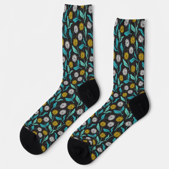 Chaussette Dandelion de printemps Fleurs et design Feuille (Gauche)