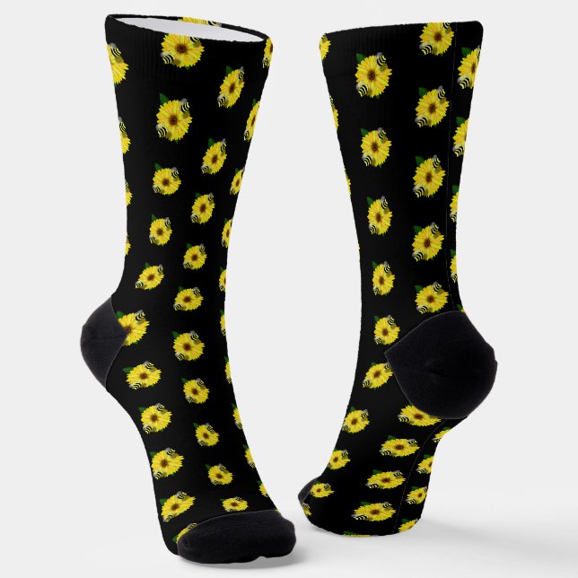 Chaussette Date de déjeuner de l'abeille sur Fleur Jaune (Angulaire)