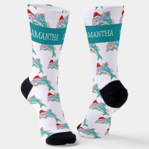 Chaussette Dauphin de Noël Mer Océan Nom personnalisé 