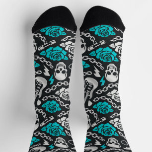 Chaussette de l'équipage Turquoise Skull Soundwave