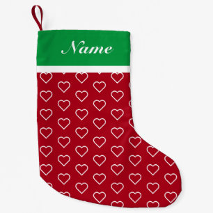 Chaussette de Noël avec nom personnalisé et coeurs