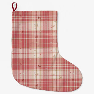 Chaussette de Noël élégante pour chien à tartan ro