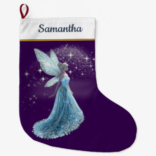 Chaussette de Noël Fée Bleue & Argent – Hiver