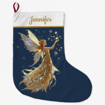 Chaussette de Noël Fée en Or – Magie Étincelante