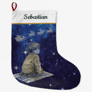 Chaussette de Noël Garçon Magique – Bleu Marine Ar