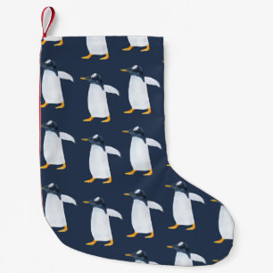 Chaussette De Noël Pingouins : Petite aquarelle foncée