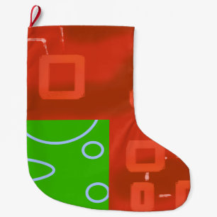 Chaussette de Noël Rouge Vert Géométrique