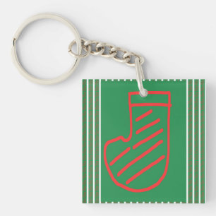 Chaussette de Noël Rouge Vert sur Fond Vert