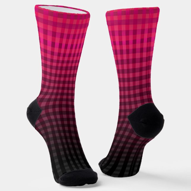 Chaussette Dégradé de motif rouge et noir à damiers (Angulaire)