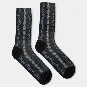 Chaussette Dentelle florale noire Texture du concepteur de mo
