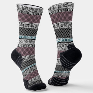 Chaussette Dentelle patchwork noir et blanc