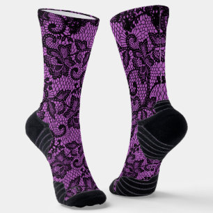 Chaussette Dentelle Rose Et Noir De Faux