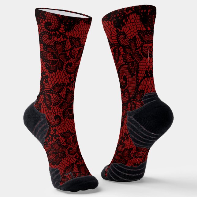 Chaussette Dentelle Rouge Et Noir De Faux (Angulaire)