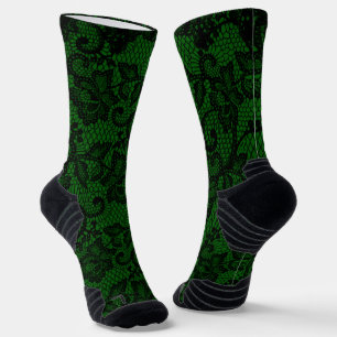 Chaussette Dentelle Vert Et Noir De Faux