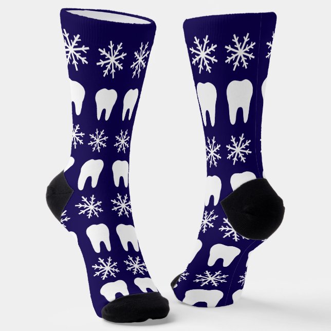 Chaussette Dentistes de Noël Dents et flocons de neige (Angulaire)