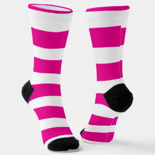 Chaussette Des bandes inégales en Magenta et Blanc