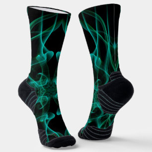 Chaussette Des panaches de fumée verte sur le noir