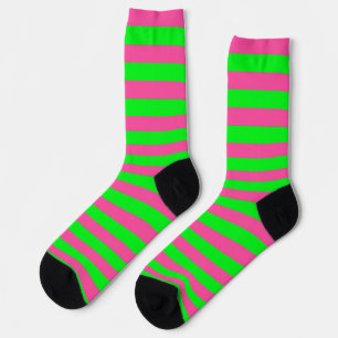 Chaussette Design de bandes rose et verte