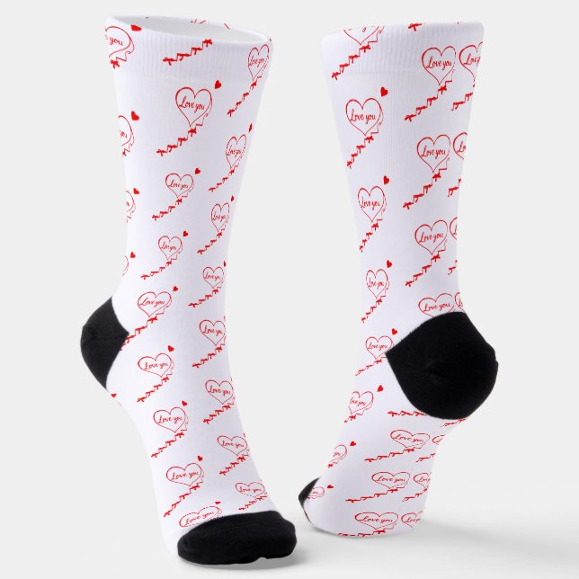 Chaussette Design de coeurs rouges créatifs (Angulaire)