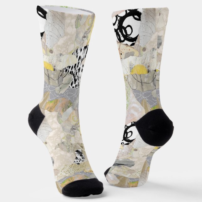 Chaussette Design de collage abstrait élégant neutre (Angulaire)