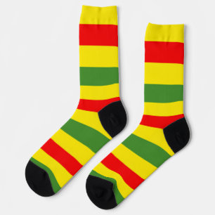 Chaussette Design de rayures rouges jaunes vertes