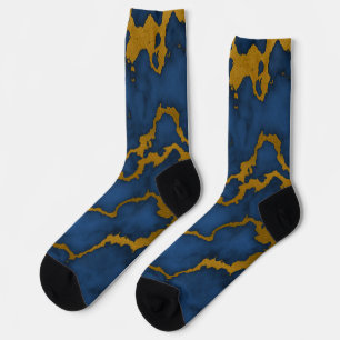 Chaussette Design de texture en marbre bleu foncé et or