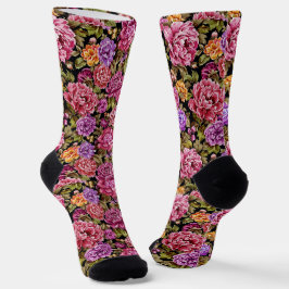 Chaussette Design floral en rose et violet